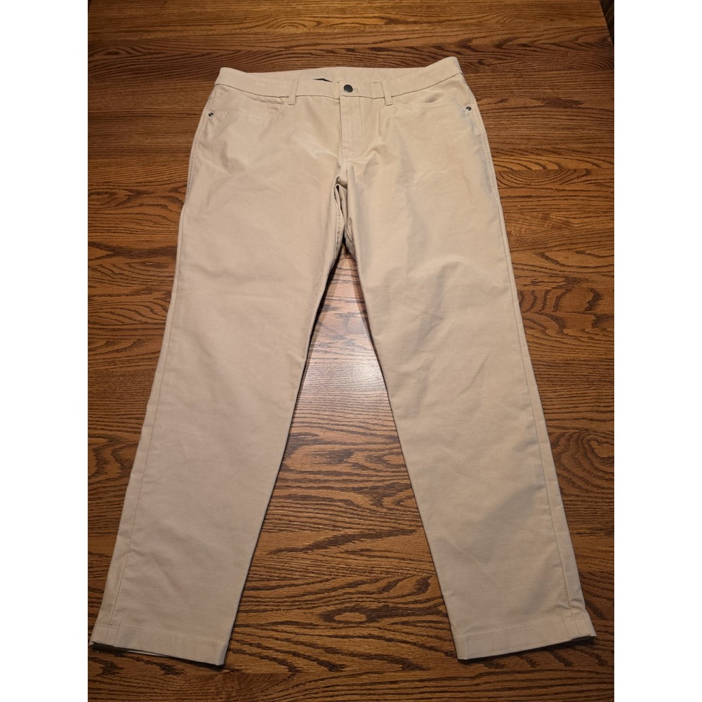 Lululemon ABC Slim-Fit Utilitech 5 Pocket Pant Mens 35x28 Khaki #LM5AY4S